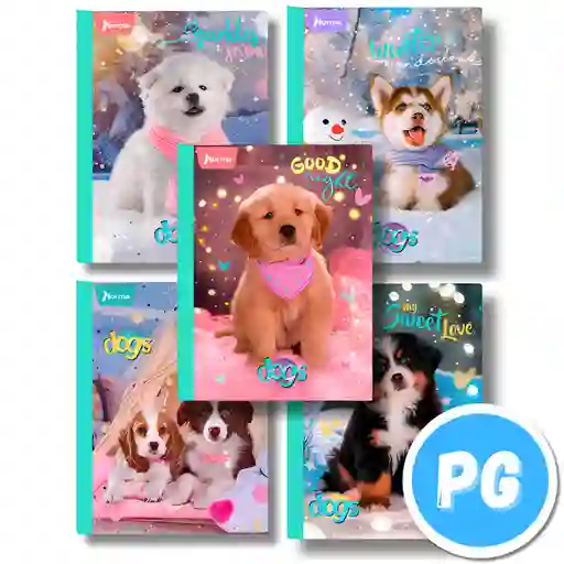 Cuaderno Cosido Norma De Dogs Perritos Cuadros 100 Hojas - Se Envia Un Motivo Aleatorio