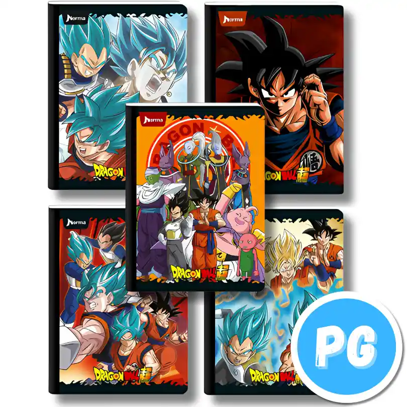 Cuaderno Cosido Norma De Dragonball Z Cuadros 100 Hojas - Se Envia Un Motivo Aleatorio