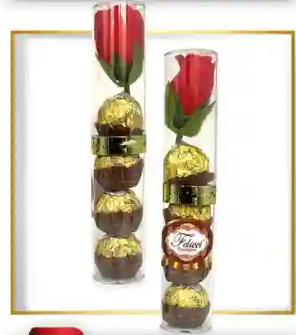 Bombones De Chocolate Estuche Con Rosa X 4 Unidades