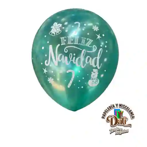 Globo Latex R12 Feliz Navidad Verde