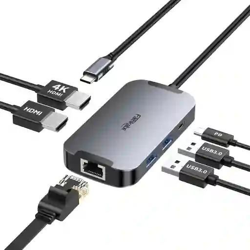 Adaptador Usb Tipo C / A A Doble Hdmi 4k Fairikabe 6 En 1