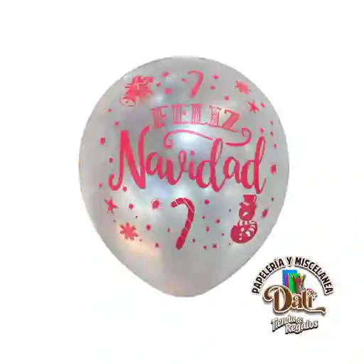 Globo Latex R12 Feliz Navidad Blanco