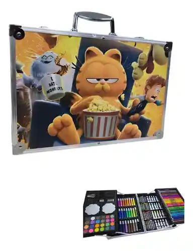 Set De Arte Para Niña Diseño Garfield 142 Piezas Estuche Lujo