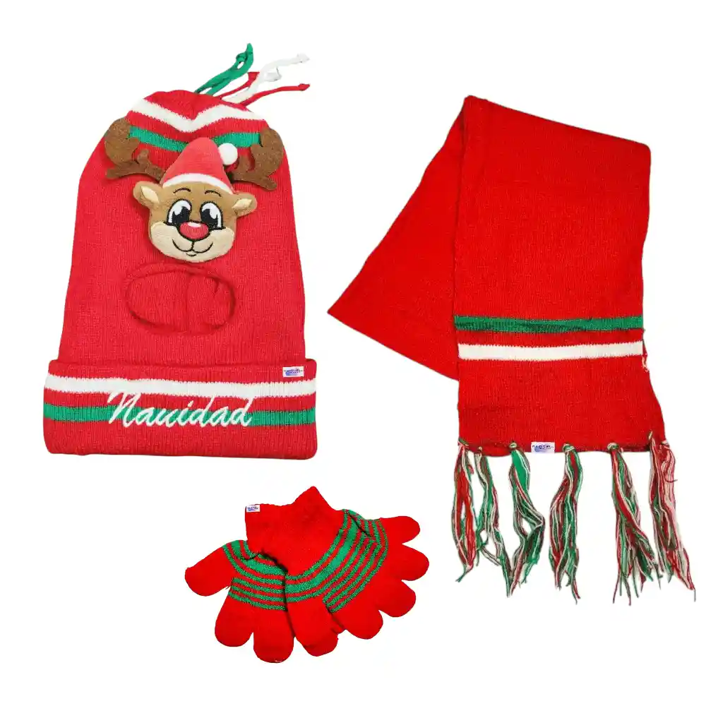 Kit Navideño Infantil Pasamontañas + Bufanda + Guantes