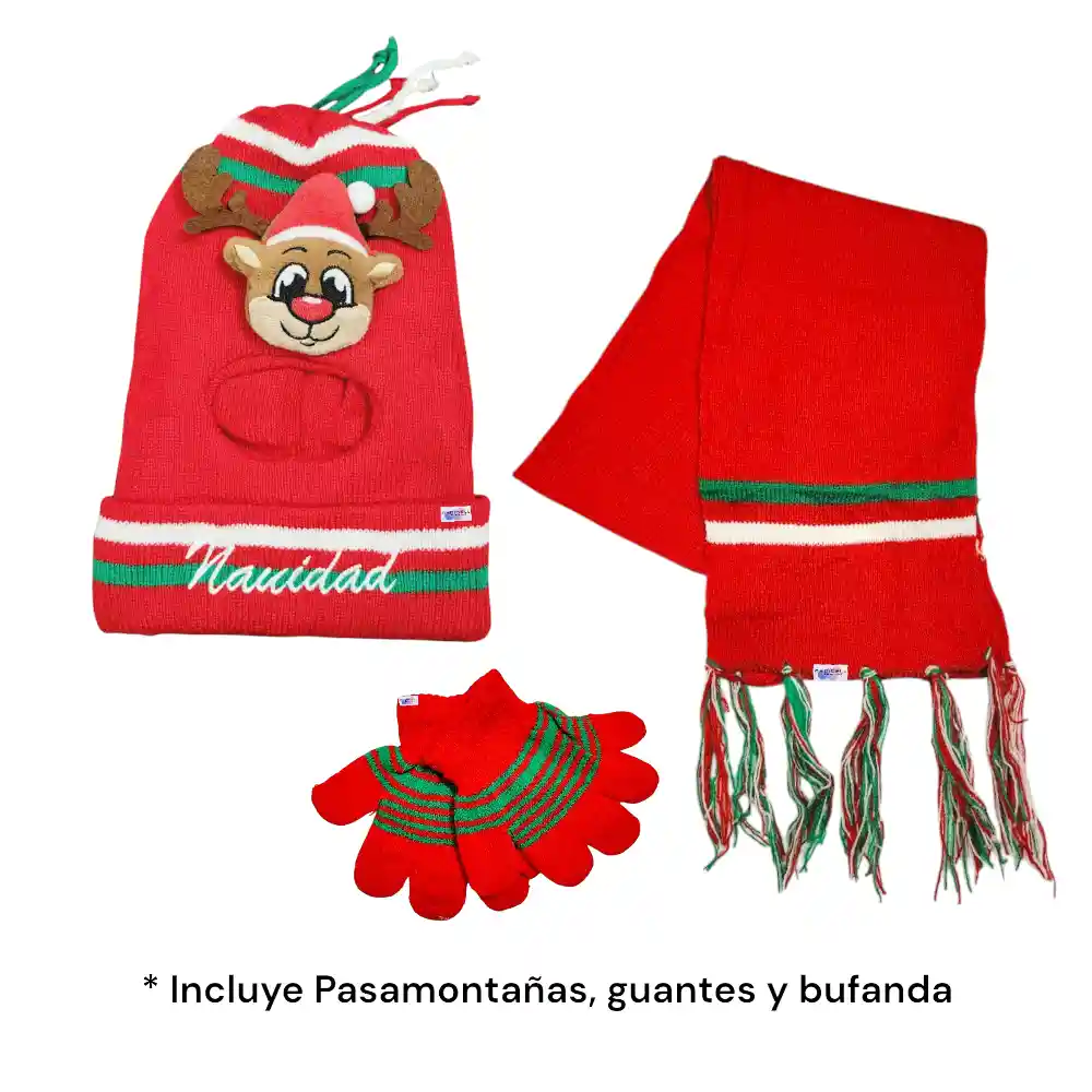 Kit Navideño Infantil Pasamontañas + Bufanda + Guantes