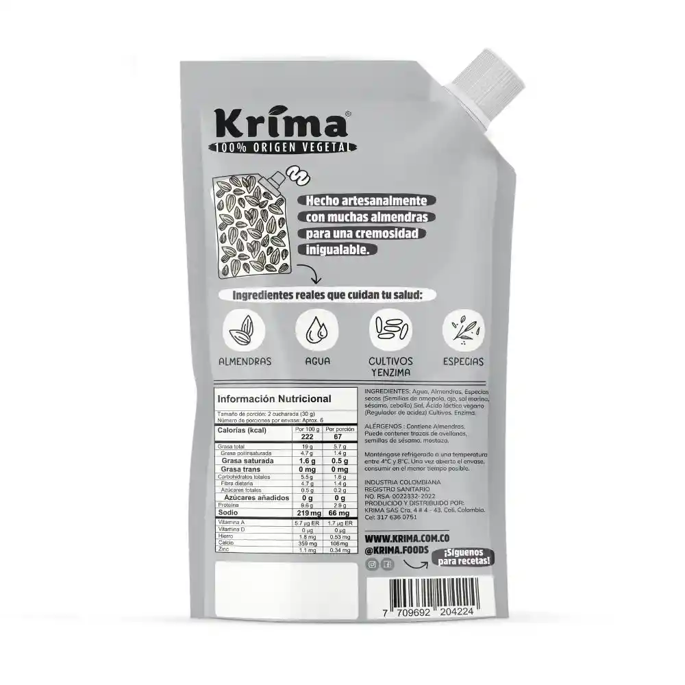 Queso Crema De Almendra Everything Bagel - Krima 170g