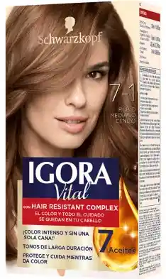 Tinte Para Cabello, 7.1 Rubio Medio Ceniza - Igora Vital