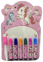 Tablero Unicornio Con Marcadores Y Borrador