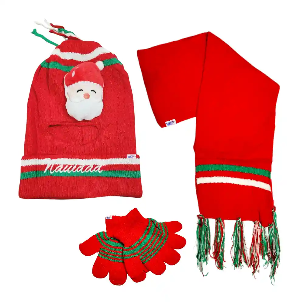 Kit Navideño Infantil Pasamontañas + Bufanda + Guantes