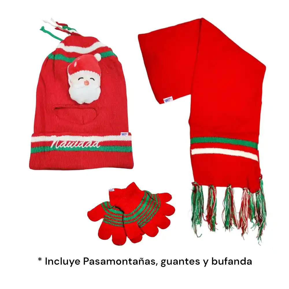 Kit Navideño Infantil Pasamontañas + Bufanda + Guantes