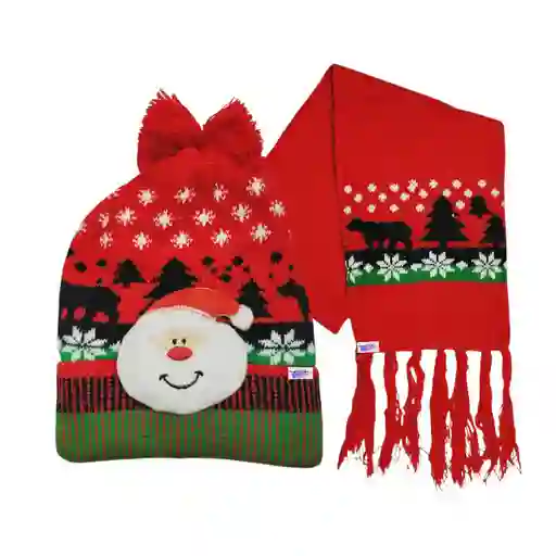 Kit Gorro Navideño Térmico Con Luz + Bufanda Navidad