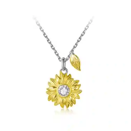 Collar Cadena Para Mujer Dije Flor Girasol Amor En Plata 925