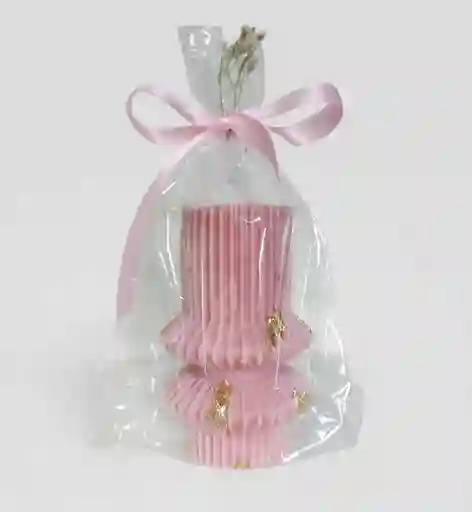 Vela Artesanal Acanalada Rosa Golden