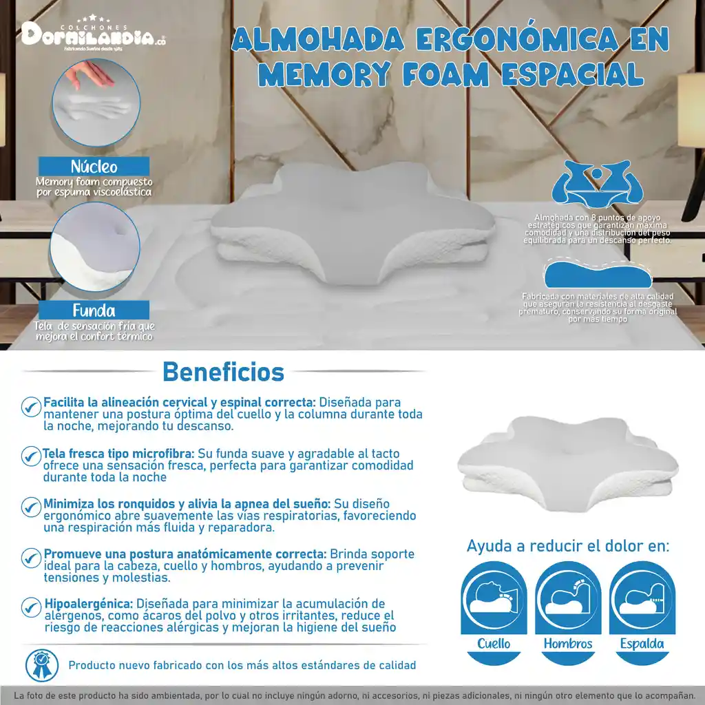 Almohada Ergonómica En Memory Foam Espacial