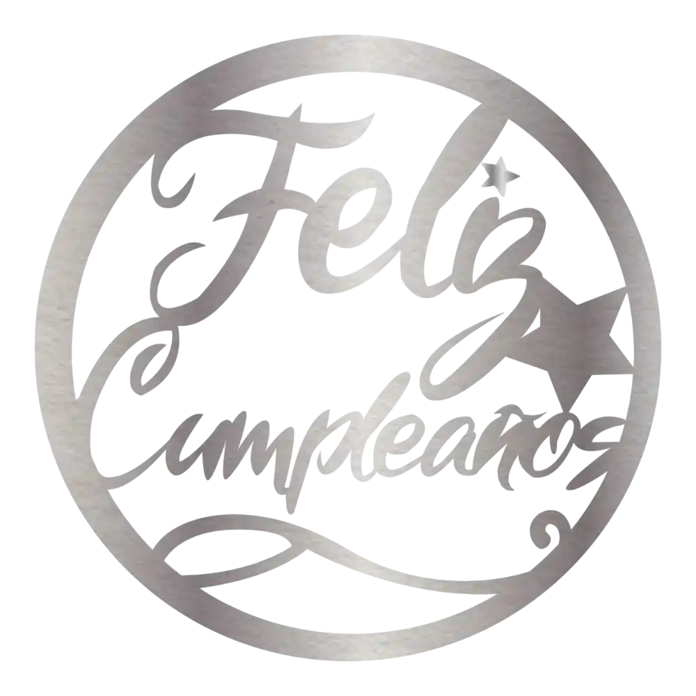 Letrero Feliz Cumpleaños Plata Carton