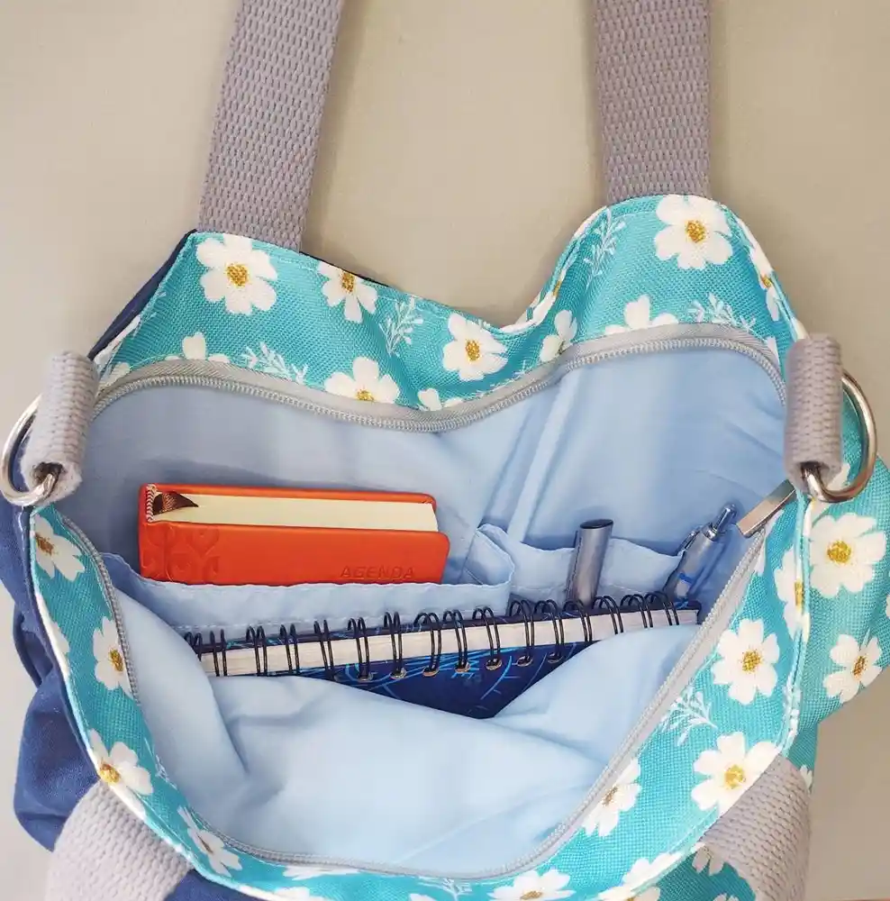 Bolso Flores Blancas 40 X 40