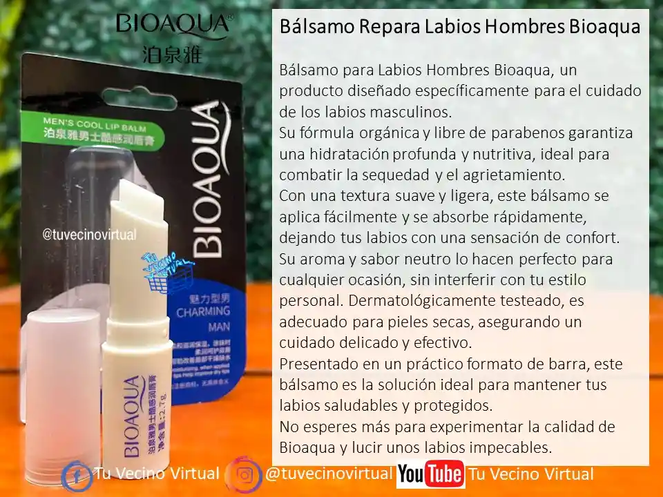 Balsamo De Labios Para Hombres Bioaqua