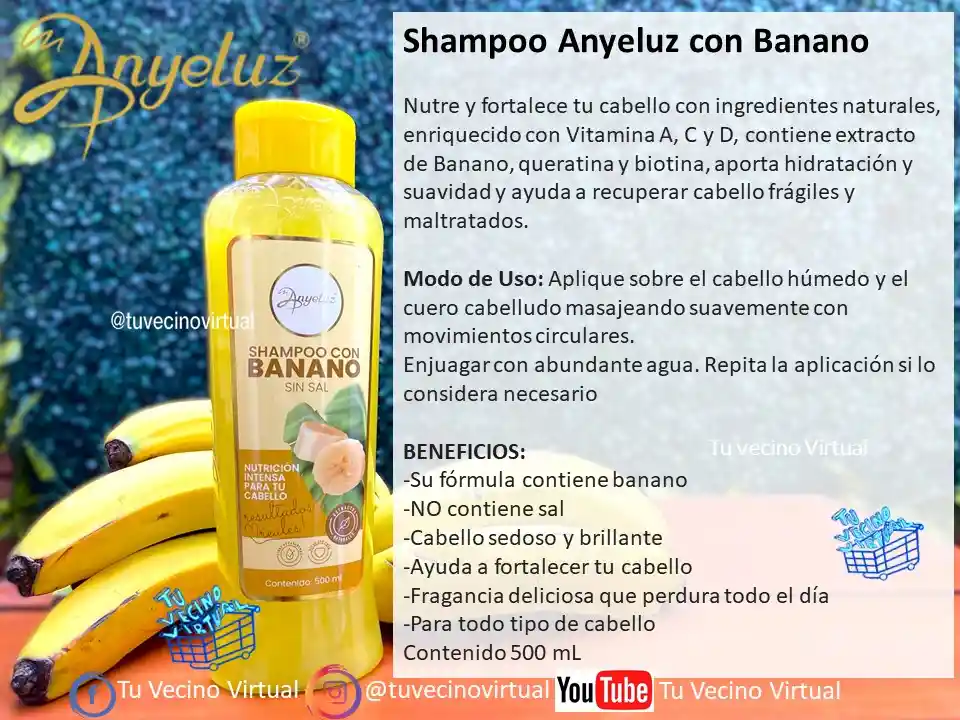 Acondicionador Y Mascarilla Nutritiva De Banano Anyeluz