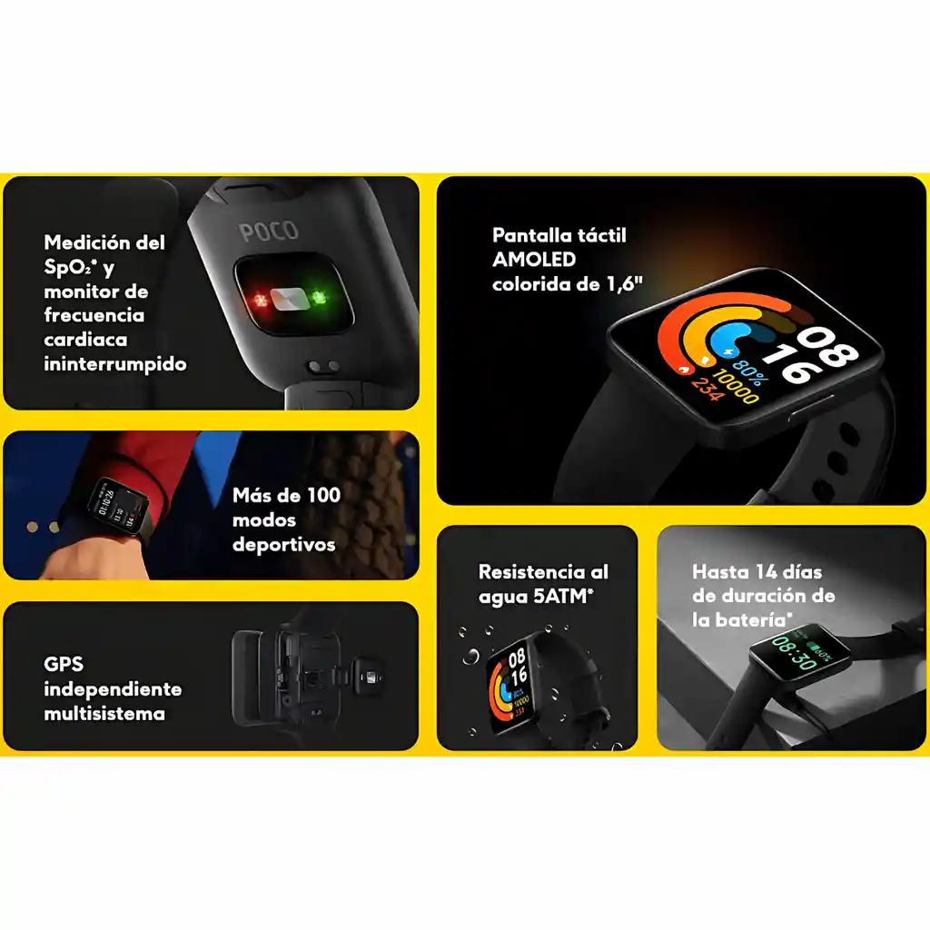 Reloj Inteligente Poco Watch Versión Global 1.6 Amoled Gps Color, Negro