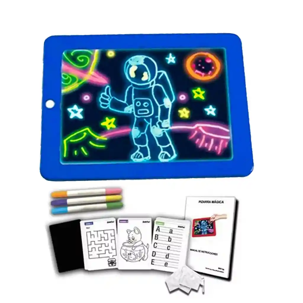 Tablero De Dibujo Magic Pad Luz Led + Marcadores + Plantilla