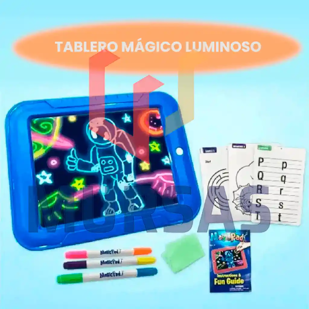 Tablero De Dibujo Magic Pad Luz Led + Marcadores + Plantilla