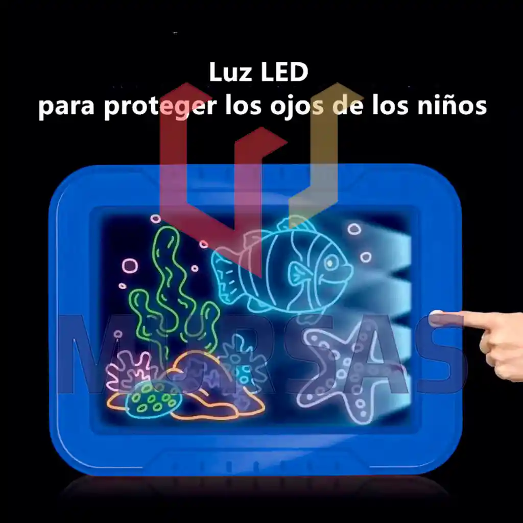 Tablero De Dibujo Magic Pad Luz Led + Marcadores + Plantilla