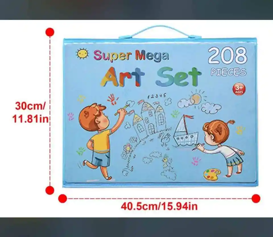 208 Piezas De Arte Para Niños Kit Set De Dibujo Portátil Rosado