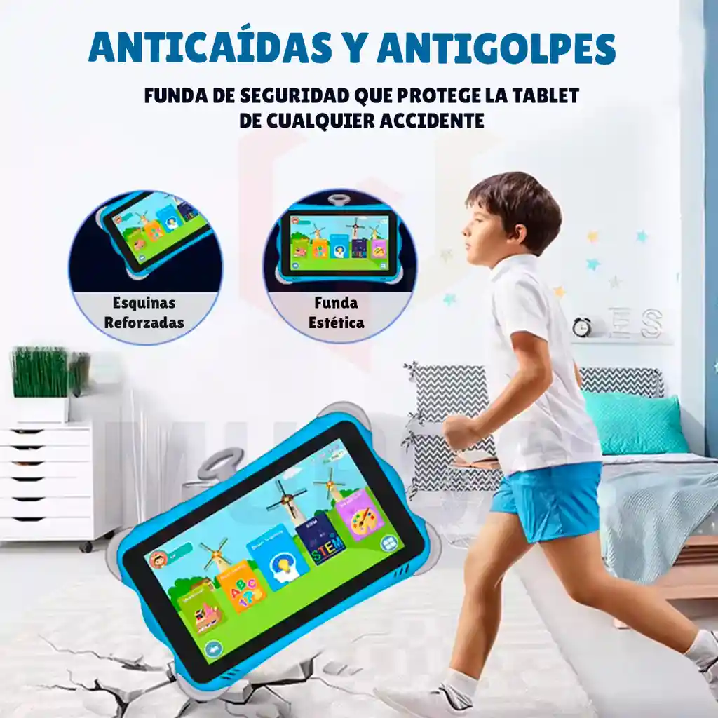 Tablet Resistente Niños Wifi Bluetooth + Estuche Antichoque