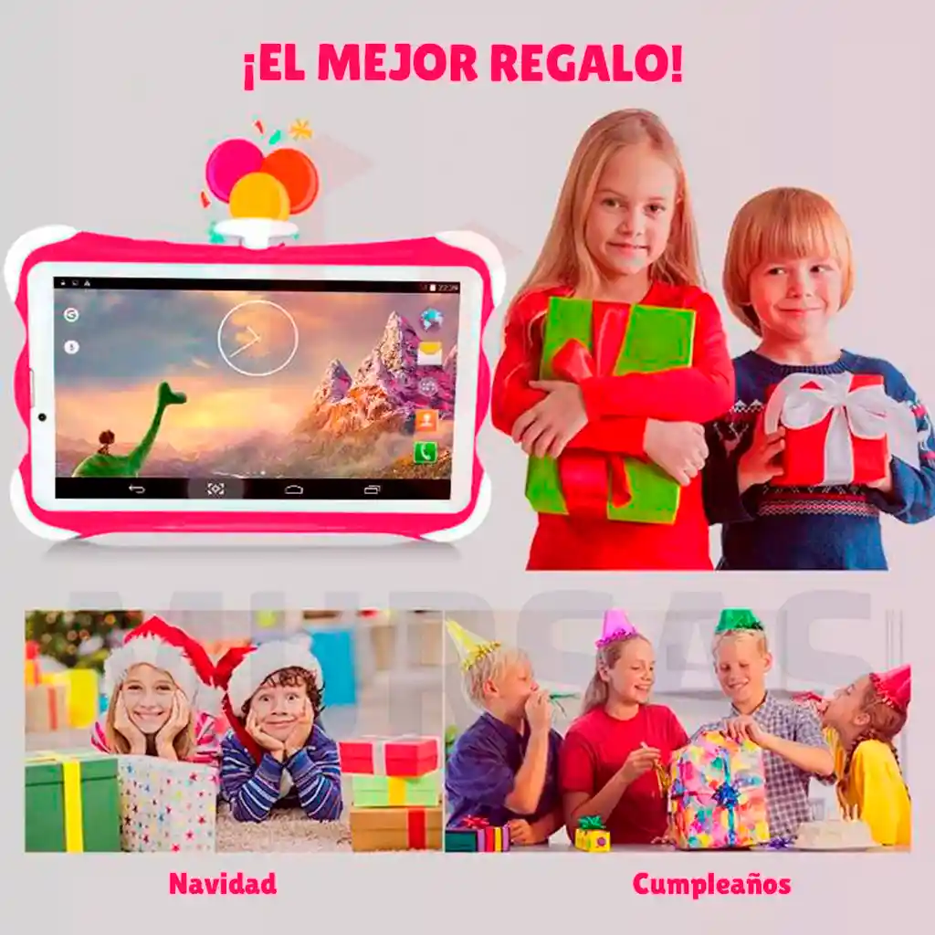 Tablet Niños Resistente Wifi Bluetooth + Estuche