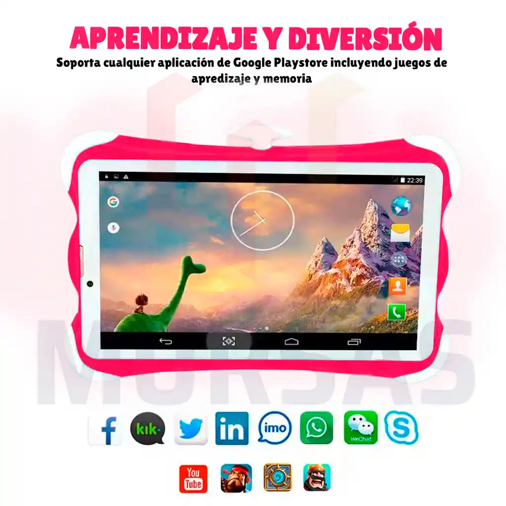 Tablet Niños Resistente Wifi Bluetooth + Estuche