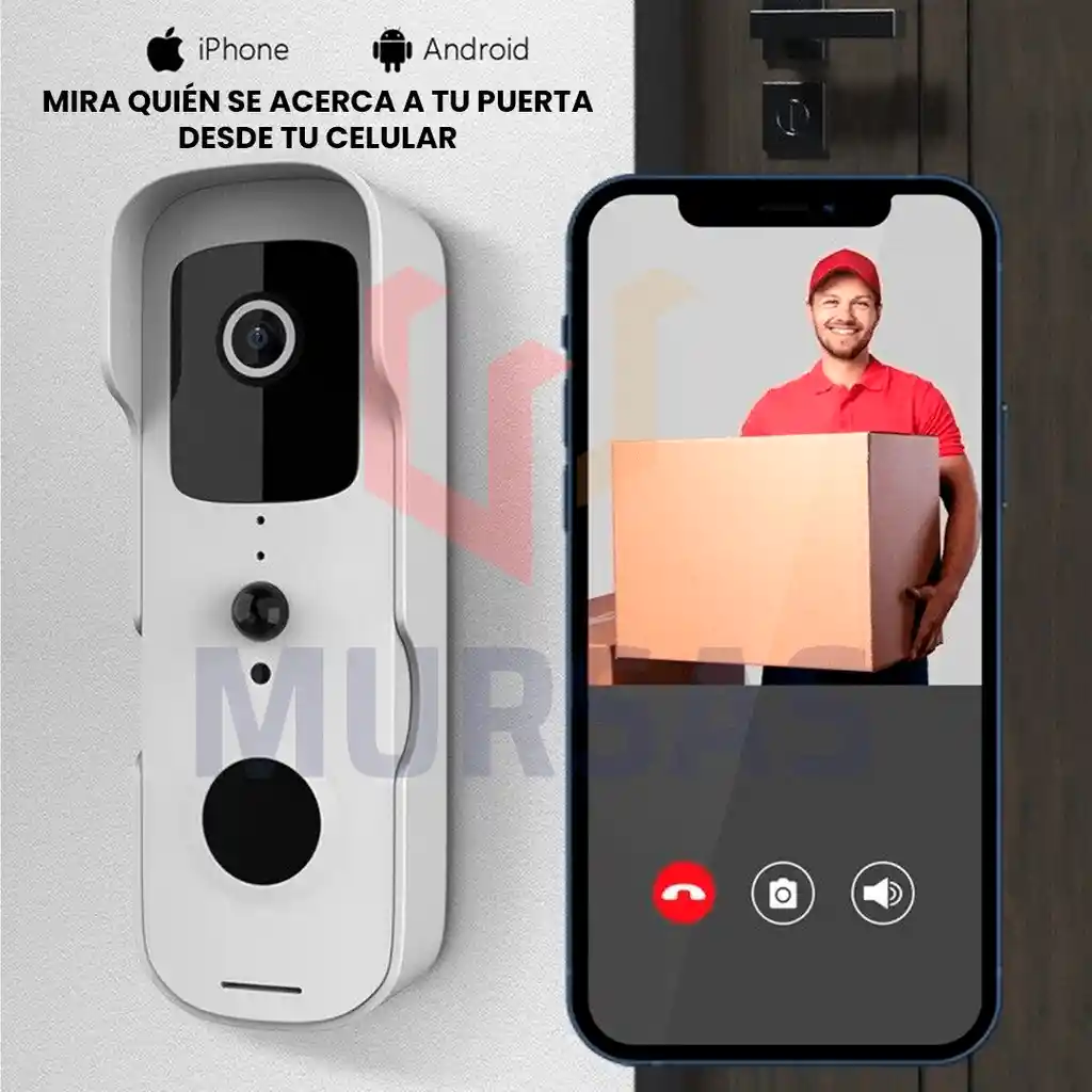 Camara Timbre Casa Wifi Audio Bidireccional Vigilancia 24/7