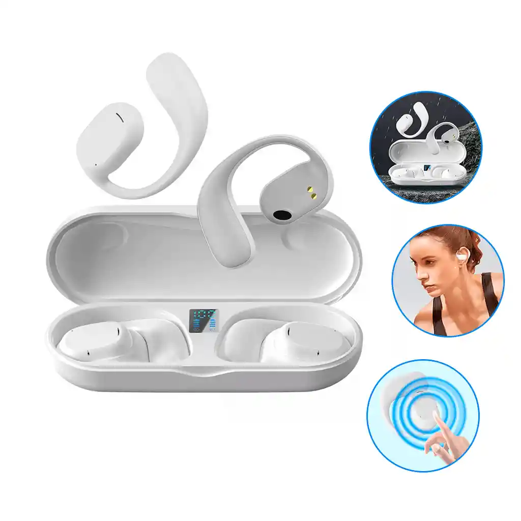 Auriculares Oseos Impermeables Con Microfono + Banco Carga