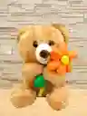 Peluche Oso Con Flor De Color Naranja