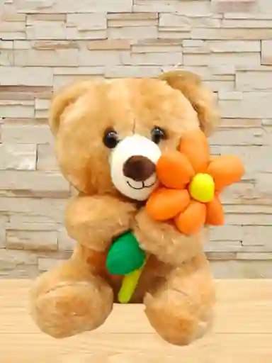 Peluche Oso Con Flor De Color Naranja