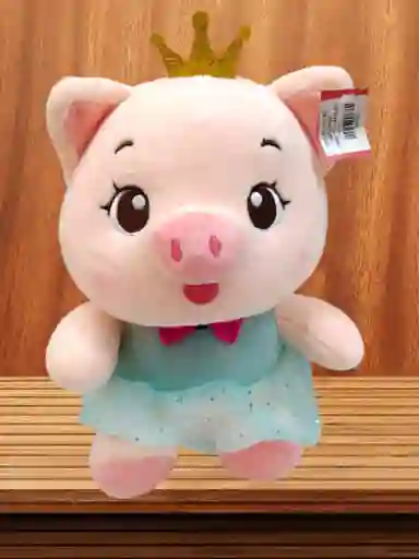 Peluche De Cerdita Con Vestido Azul