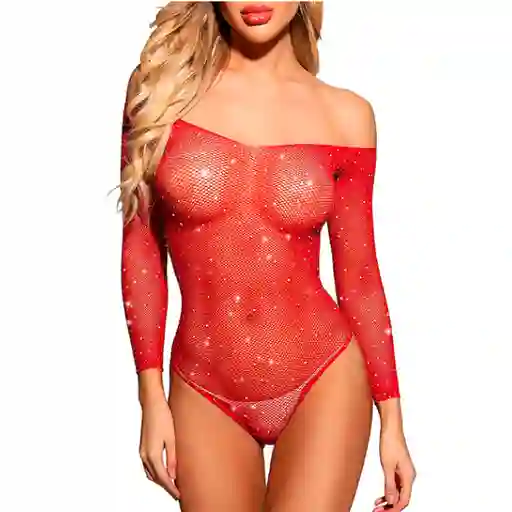 Lencería Enterizo Femenino Perlado Traje Erotico Vestido Sensual Rojo