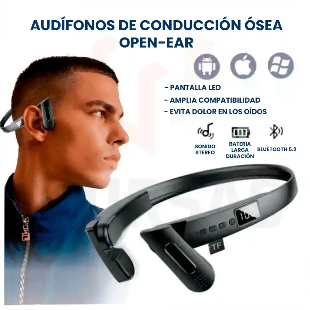 Audífonos Bluetooth Conducción Ósea Ideal Carro - Moto