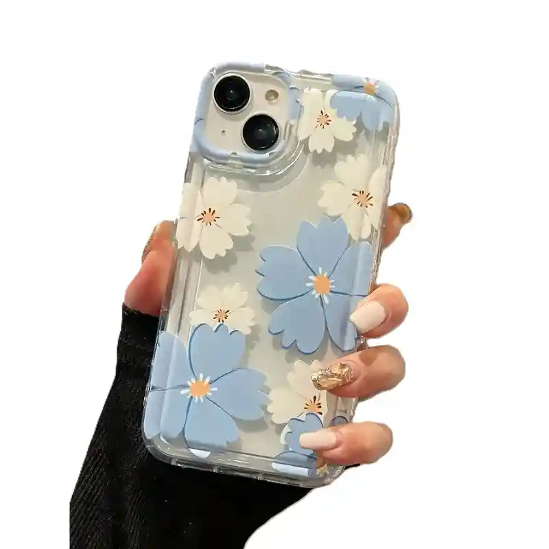 Funda Forro Estuche Case Protector Para Iphone 14 Flores Azules