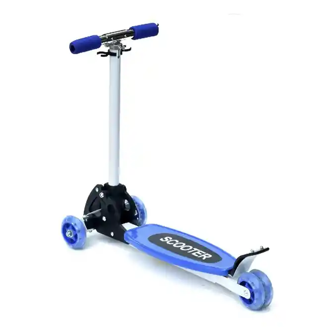 Patineta Monopatín Scooter 4 Ruedas Plegable Aluminio Azul