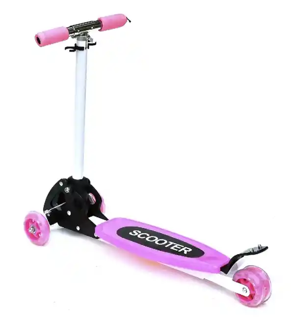 Patineta Monopatín Scooter 4 Ruedas Plegable Aluminio Rosa