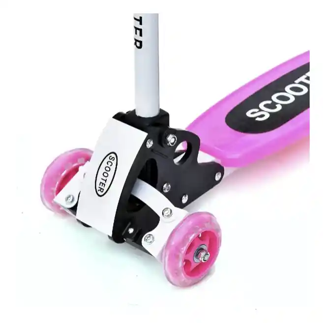 Patineta Monopatín Scooter 4 Ruedas Plegable Aluminio Rosa