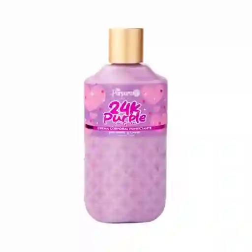 Crema Hidratante Corporal Con Glitter 24k Gold Purpure Morada Aroma A Frutos Del Bosque 250 Ml