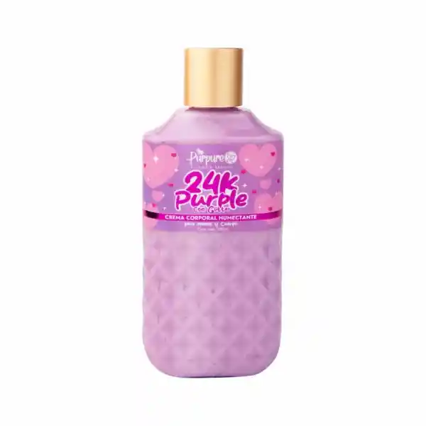 Crema Hidratante Corporal Con Glitter 24k Gold Purpure Morada Aroma A Frutos Del Bosque 250 Ml