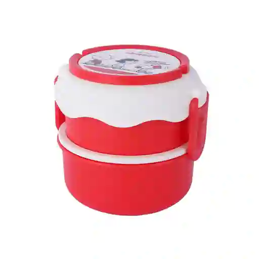 Contenedor De Alimentos Snoopy Doble Nivel Plástico Rojo 1100 Ml