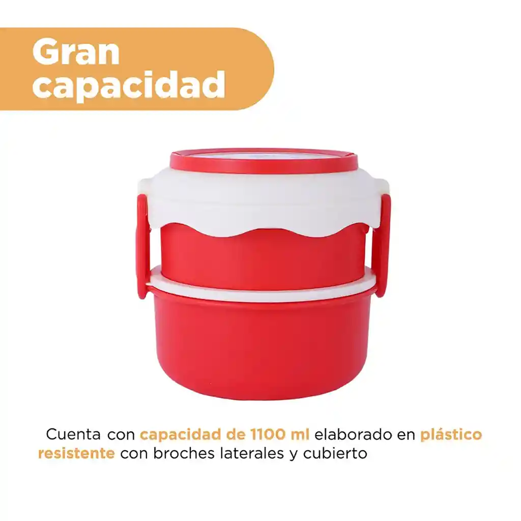 Contenedor De Alimentos Snoopy Doble Nivel Plástico Rojo 1100 Ml