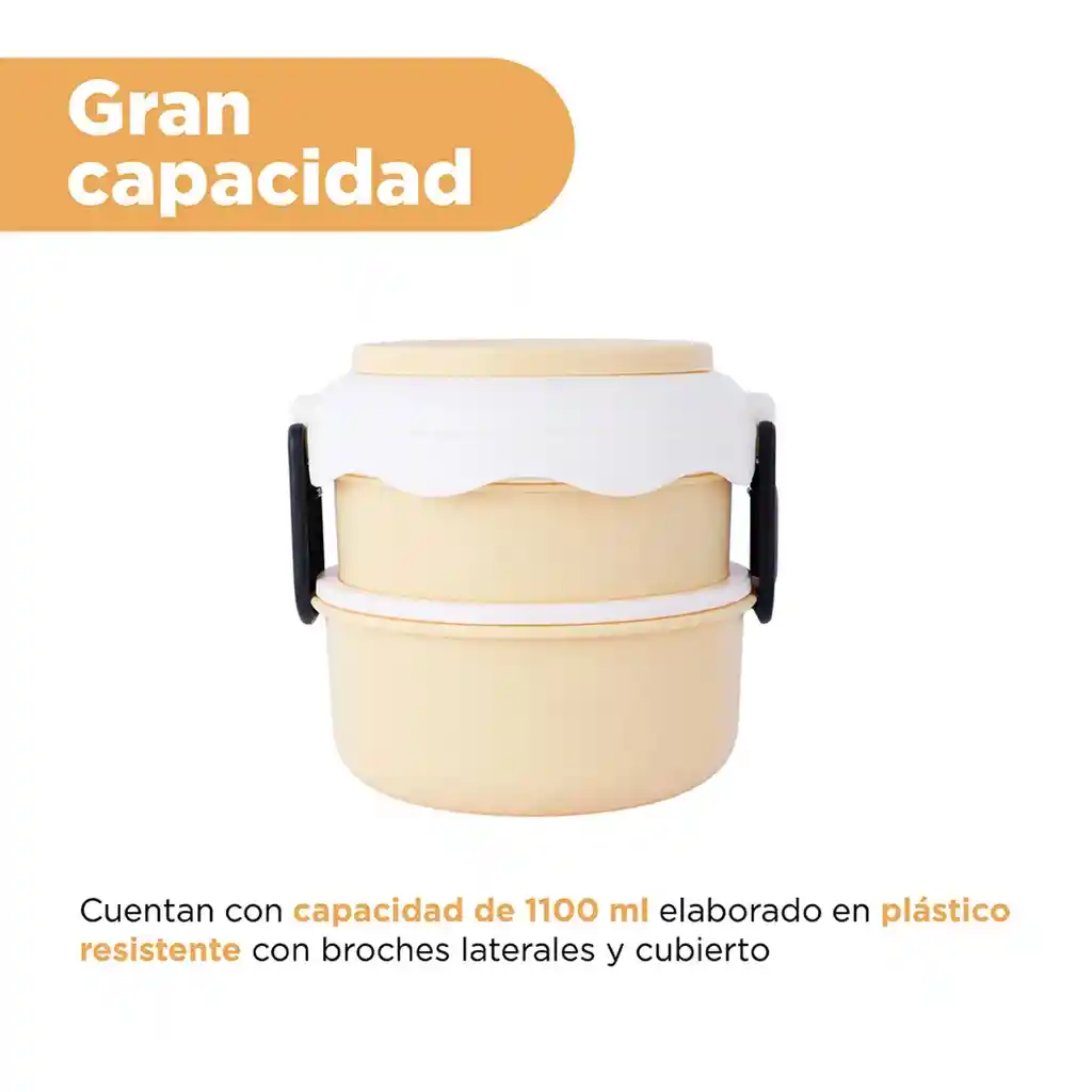 Contenedor De Alimentos Snoopy Doble Nivel Plástico Amarillo 1100 Ml