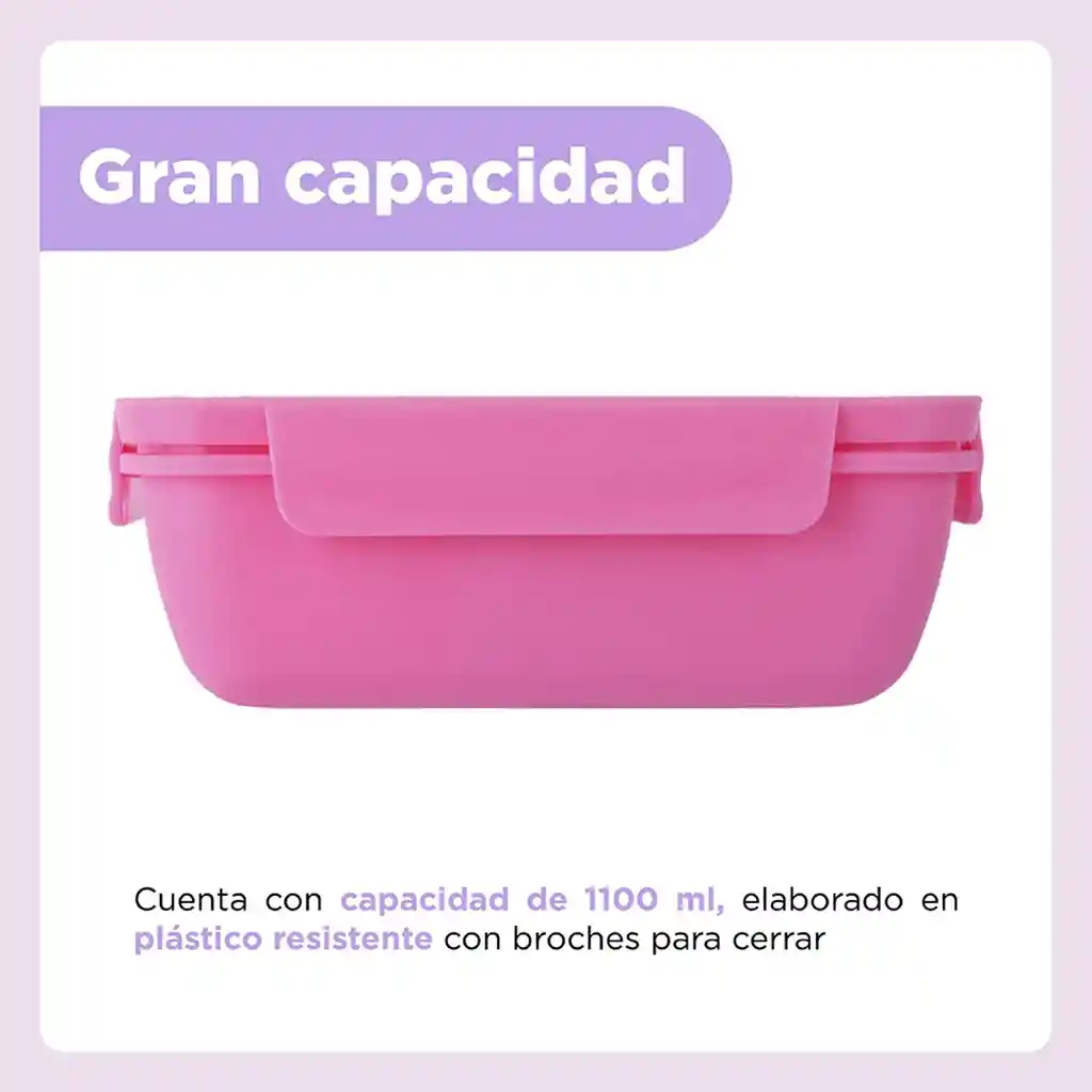 Recipiente Para Comida 1100 Ml Rosa Colección Bt21