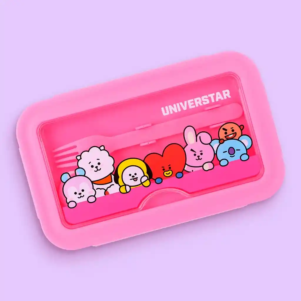 Recipiente Para Comida 1100 Ml Rosa Colección Bt21