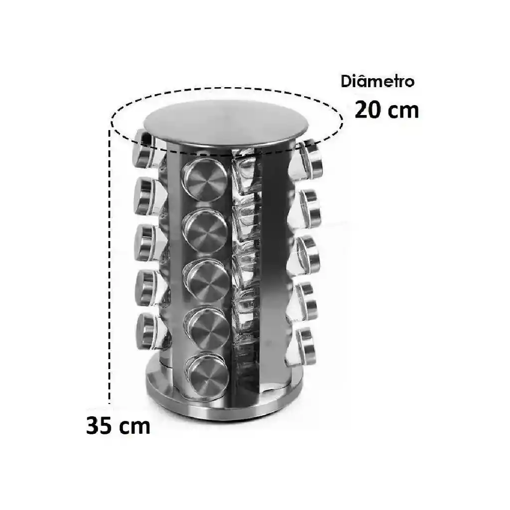 Condimentero Giratorio De Acero Inoxidable Con 20 Frascos