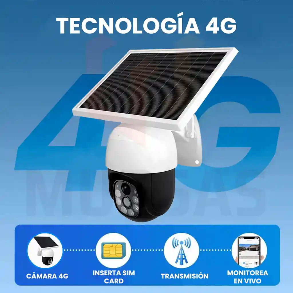 Camara Solar Vigilancia 24/7 Sim Card 4g Resiste Agua Y Sol